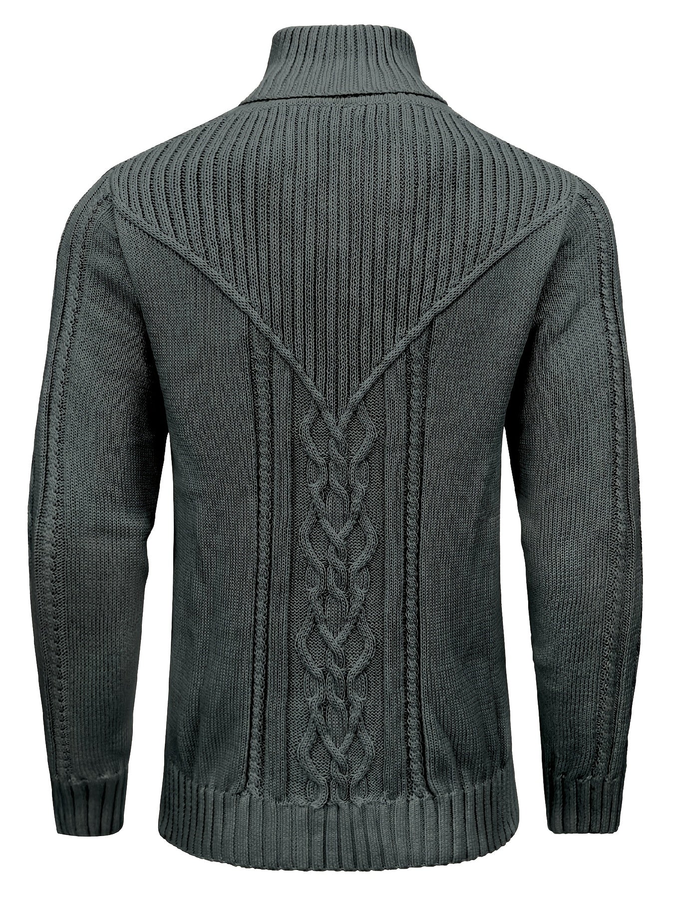 Տղամարդու բարձր օձիքով տաք տրիկոտաժե սվիտեր - ձգվող նորաձև ժապավենավոր սվիտեր, էլեգանտ ջենտլմենական կարդիգան