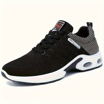 Men'S Breathable Mesh Air Cushion Sneakers - Durable Lace-Up Running Shoes with PVC Sole, Fabric Inner & Upper, for Outdoor Sports and Casual Wear, Low-Top Design, All-Season Comfort, Allseason Running Shoes|Modern Casual Sho