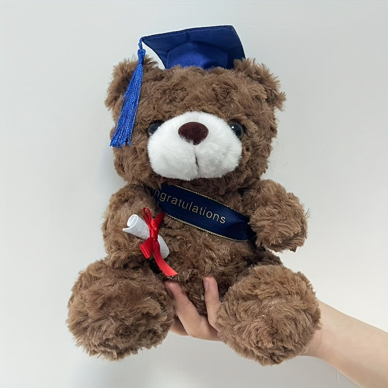 1 Graduation Bear Plush Toy, 23cm/9.1in, Two Colors Available. Ideal as a Gift for Halloween, Thanksgiving, Christmas, New Year, Valentine's Day, Mother's Day, Carnival, Easter, and Graduation Season. Suitable for Living Room