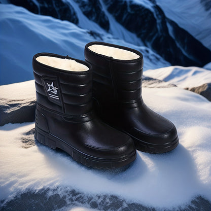 Winter Men'S Rain Boots | Fleece-Lined, Non-Slip, Mid-High Ankle Boots with Slip-On Design, Suitable for Casual Wear and Outdoor Activities