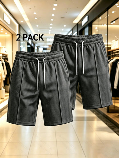 Men's Casual Summer Sports Shorts 2-Pack in Solid Colors