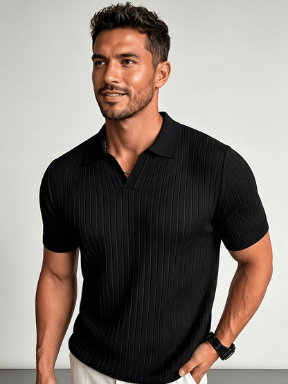 Men's Casual Knit Polo Shirt with Short Sleeves - All Season