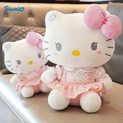 A Sanrio Hello Kitty Plush Toy - a Cute Polyester-Filled Animal with a Pink Bow, Perfect for Birthday, Christmas, Thanksgiving, And Party Gifts, Cartoon Doll, Birthday Present | Playful Design | Soft Texture, Suitable for Hel