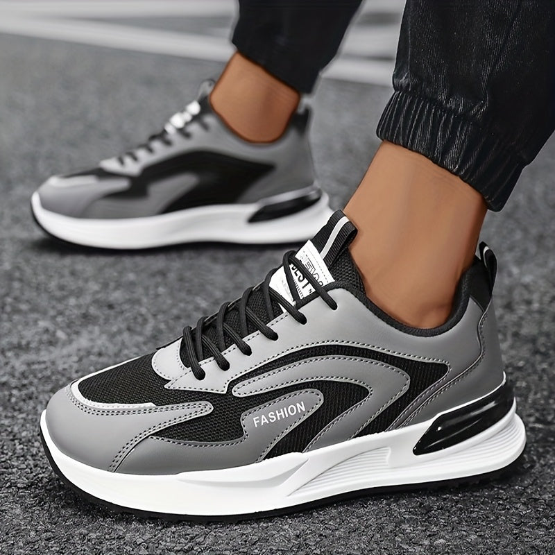 Men'S Plus Size Fashion Sneakers - Breathable Mesh Lace-Up Casual Shoes with Thick PVC Sole, Low-Top Design for All Seasons, Spring/Summer/Fall, Versatile Streetwear, Allseason Shoes | Minimalist Sneakers | Durable PVC Sol - ayq