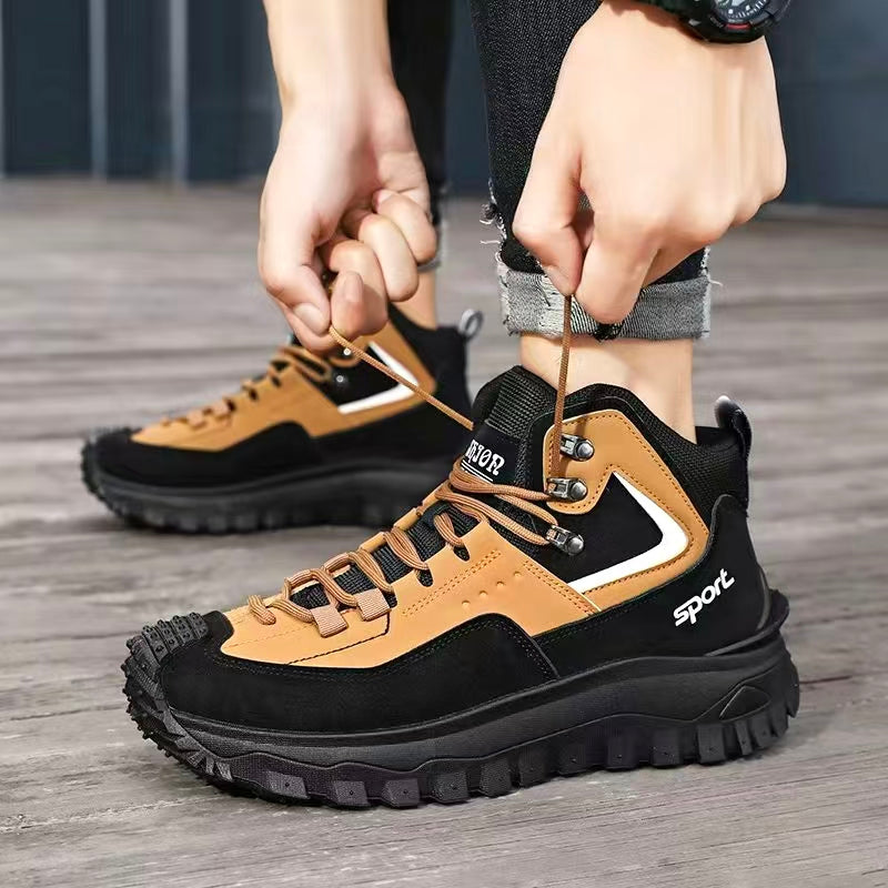 Men's Slip-Resistant Mid-Calf Outdoor Boots with PVC Sole