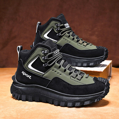 Men's Slip-Resistant Mid-Calf Outdoor Boots with PVC Sole