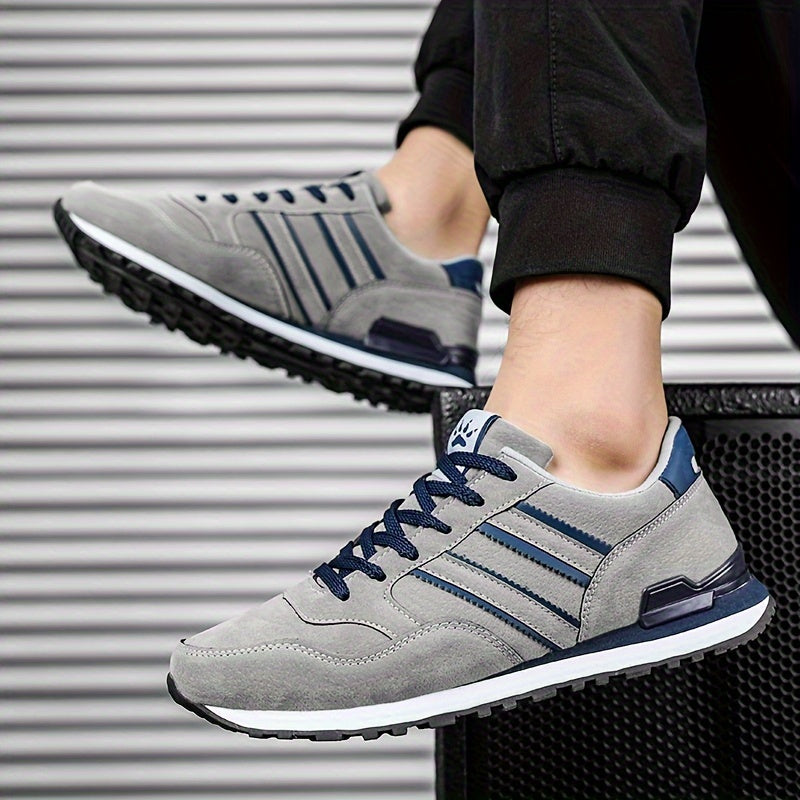 Men's Trendy Solid Old School Style Sneakers, Comfy Non Slip Casual Lace Up Shoes For Men's Outdoor Activities