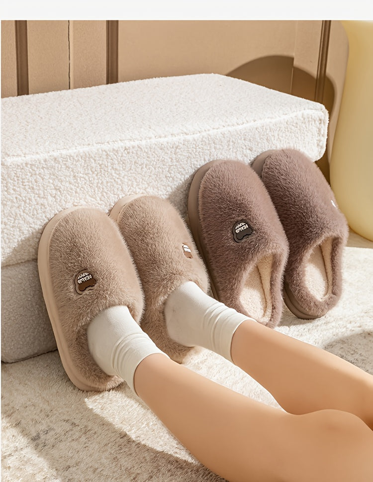 Cozy Plush Slippers for Men & Women - Winter Warm Indoor House Shoes with Non-Slip EVA Sole, Thick Cushioned Lining & Soft Round Toe - Unisex Slip-On Slippers for Home, Lounge, Bedroom (Men's & Women's Design), Slippers for G