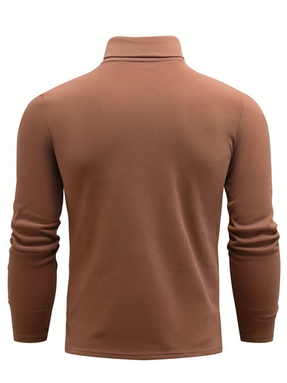 Casual Solid Men's Autumn And Winter Turtleneck Long-sleeved Fit T-shirt