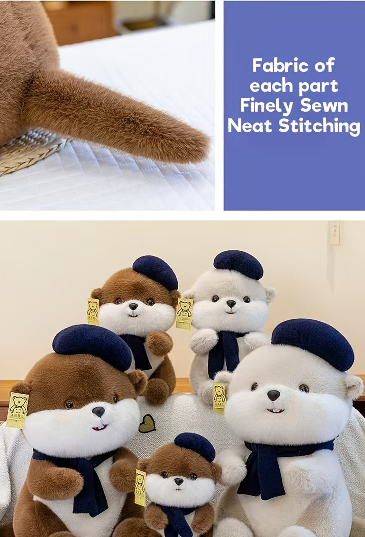 Սիրուն բերետ՝ կուղբաձև փափուկ խաղալիք | Փափուկ խաղալիք տիկնիկ շարֆով, սիրուն կուղբաձև փափուկ խաղալիք ծննդյան նվեր աղջիկների և երեխաների համար, պոլիեսթերային մանրաթել և մուգ շագանակագույն