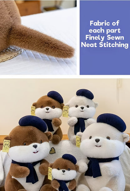 Սիրուն բերետ՝ կուղբաձև փափուկ խաղալիք | Փափուկ խաղալիք տիկնիկ շարֆով, սիրուն կուղբաձև փափուկ խաղալիք ծննդյան նվեր աղջիկների և երեխաների համար, պոլիեսթերային մանրաթել և մուգ շագանակագույն