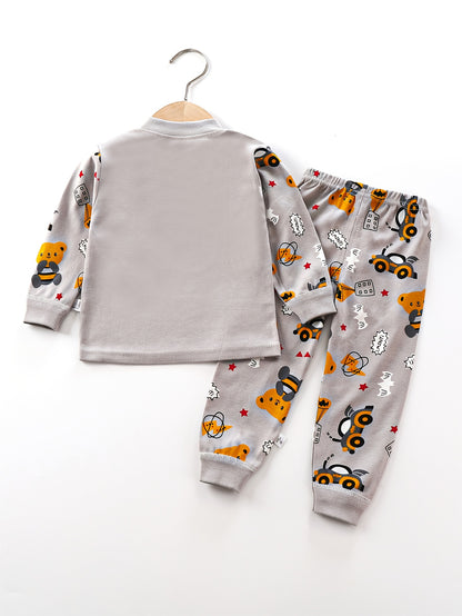 Girls' Casual Cotton Autumn Winter Animal Print Set - ayq