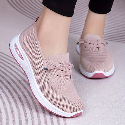 Women's Trendy Casual Sneakers - Breathable Blue Slip-On Sneakers with Soft PVC Sole, Lightweight & Comfortable for Casual Attire, Cute Shoes