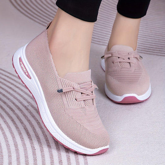 Women's Trendy Casual Sneakers - Breathable Blue Slip-On Sneakers with Soft PVC Sole, Lightweight & Comfortable for Casual Attire, Cute Shoes