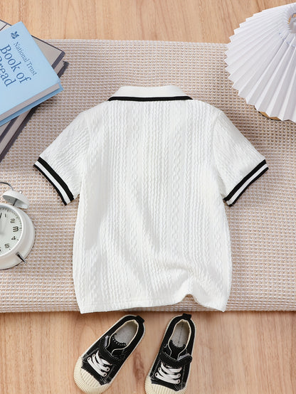 Boys' Summer Polo Shirt Casual Color-Block Short Sleeve Top