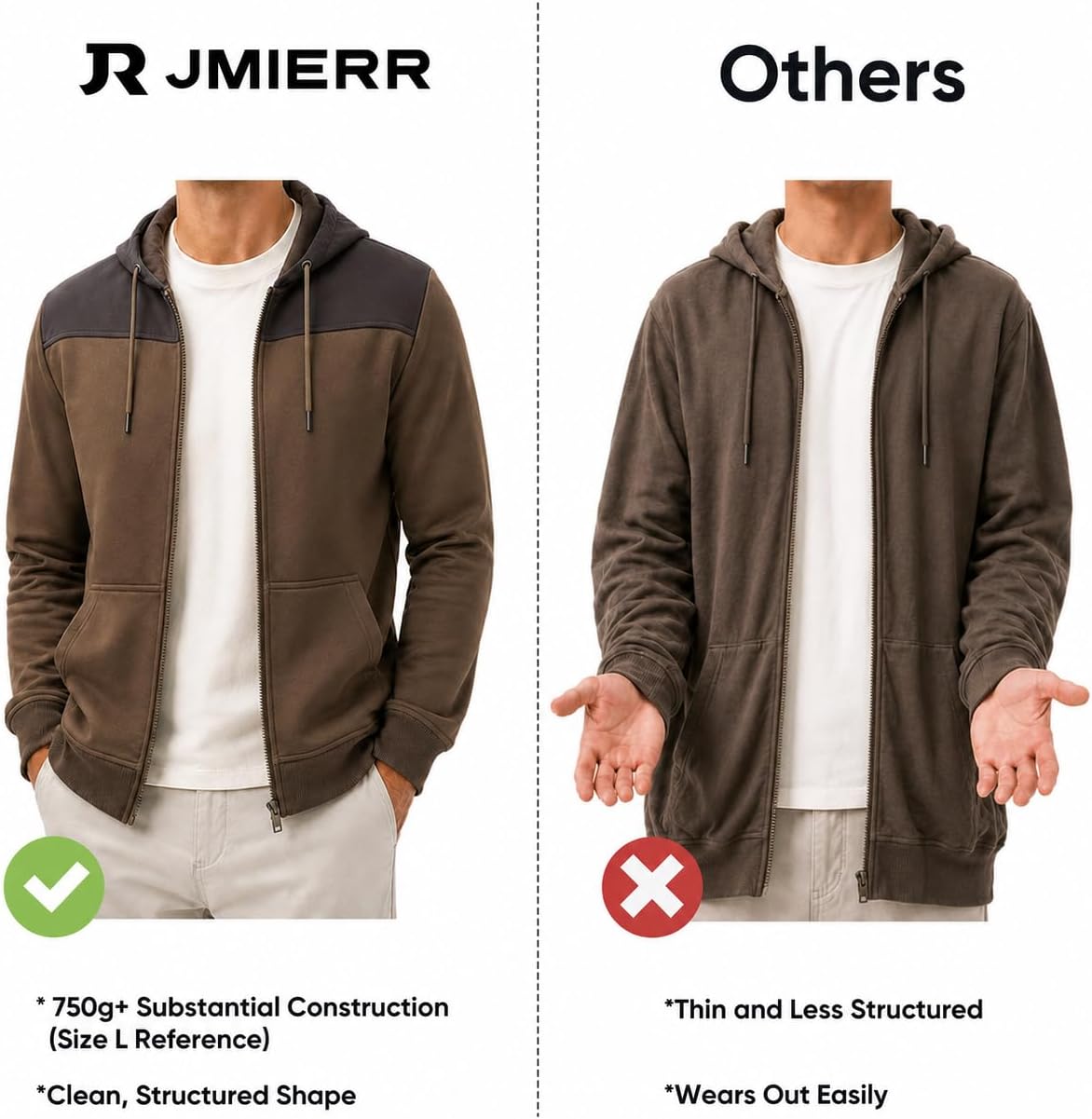 JMIERR Men's Lightweight Colorblock Zip Hoodie Jacket