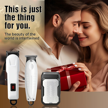 2pcs/3pcs Men's Electric Hair Clipper Set & Beard Trimmer Set. Home-use electric hair clipper + sculpting trimmer + reciprocating shaver. Haircutting, shaving, sculpting, and sideburn trimming. Christmas gift. for home, car,