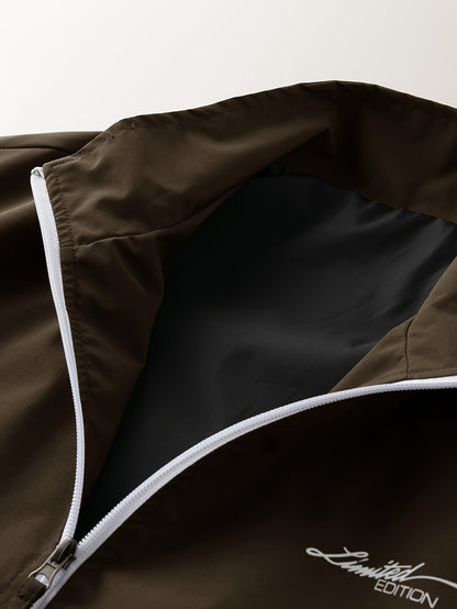 Men's Casual Polyester Sports Jacket with Alphabet Print