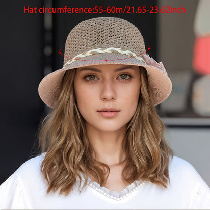 Elegant Women's Floral Breathable Polyester Bucket Hat for Summer