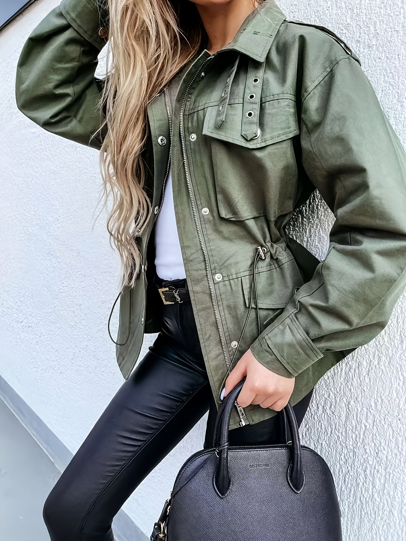 New Women'S Long-Sleeve Drawstring Jacket Coat in Retro European And American Style for Spring And Autumn 2025.