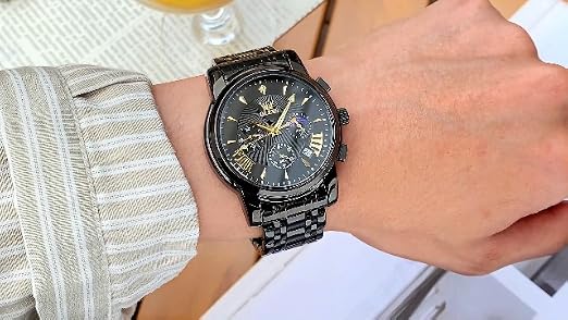 OLEVS Men's Waterproof Luminous Chronograph Watch Gold Black