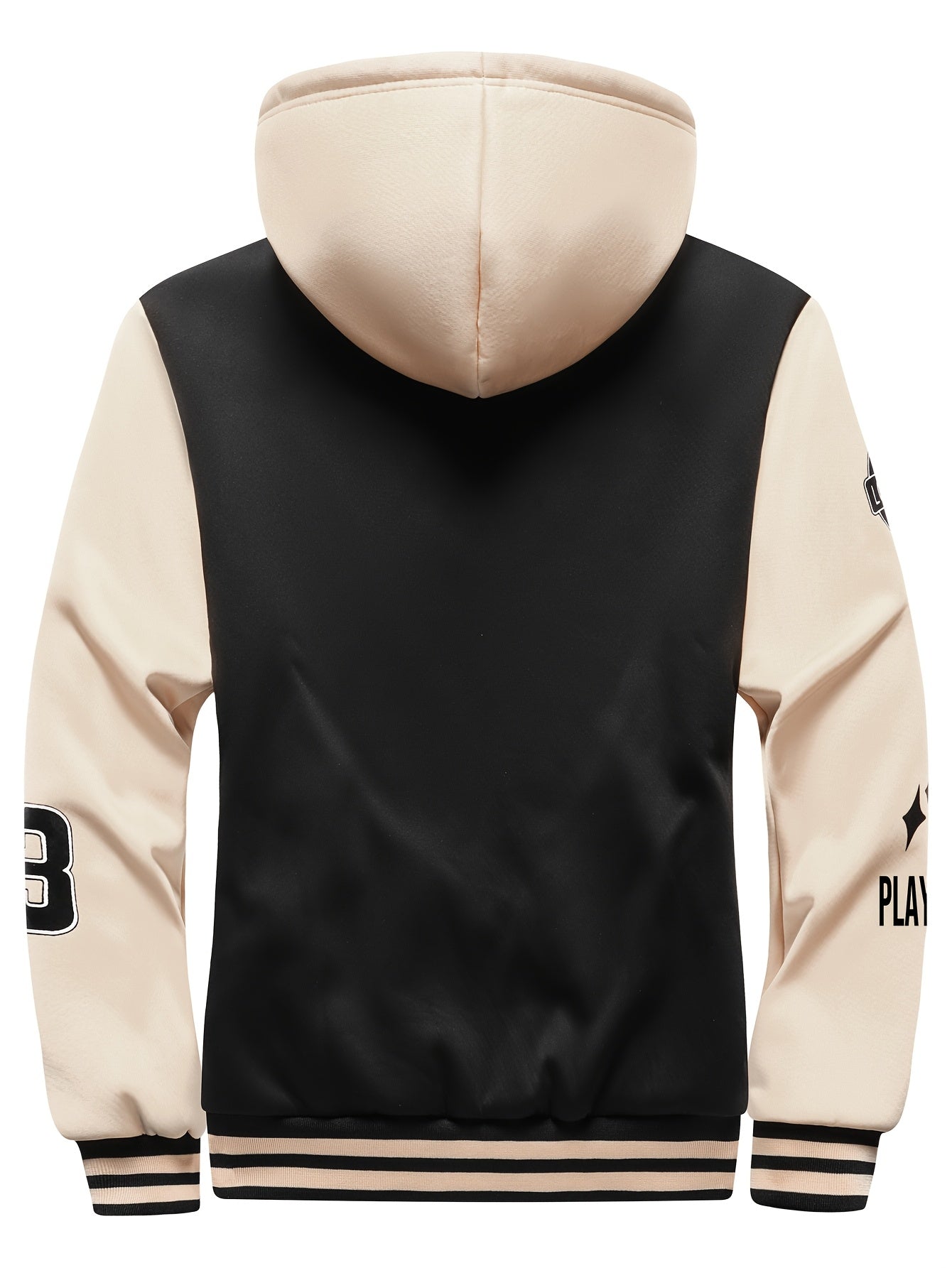 Men'S Cozy Fleece-Lined Hooded Jacket with "LA" Lettering - & Yellow Color Block, Zip-Up Casual Outerwear, Long Sleeves, Pockets, Perfect for Fall & Winter, Casual Winter Wear | Hooded Jacket | Zippered Jacket