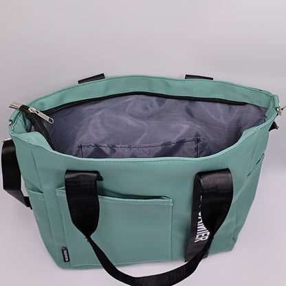 Multi-Pocket Tote Bag, Crossbody Travel And Work Shoulder Bag, Portable And Durable With Adjustable Strap For School And Daily Use