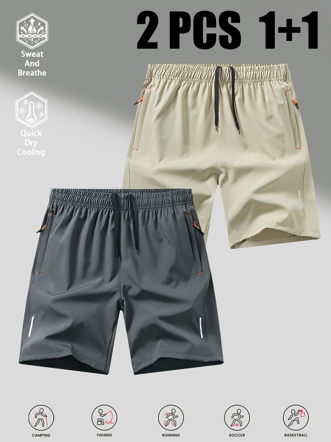 Men's Quick-Dry Casual Shorts 2-Pack for Summer Sports