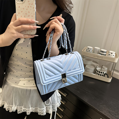 PU Material Women'Chain Crossbody Bag - Available in Five Colors, Elegant Shoulder Bag Suitable for Daily and Formal Occasions, Secure Buckle Design, Fashionable Chain Texture Style, Luxurious Texture Structure,must-have for