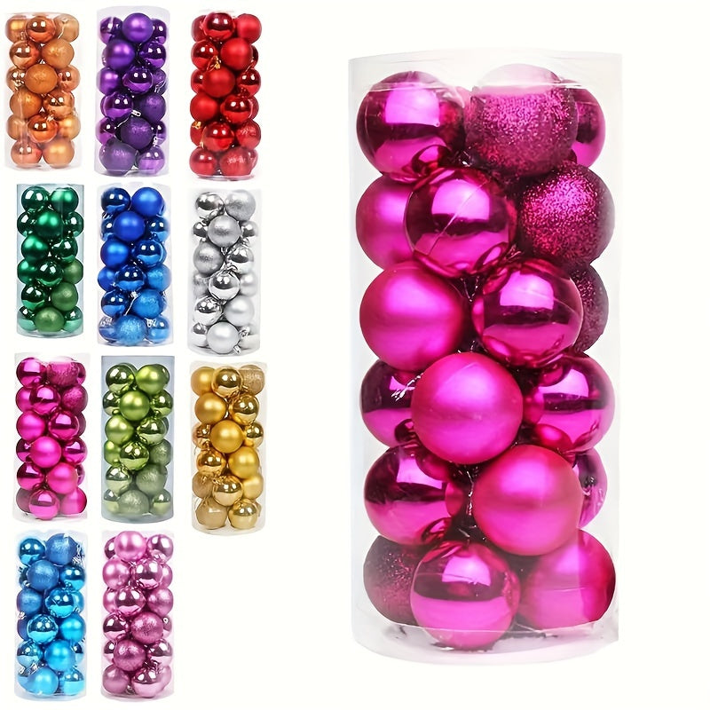 Fei Rui 24pcs Classic Mini Christmas Ball Ornaments, Shatterproof Plastic Hanging Decorations for Holiday, Wedding, Party - Versatile for Christmas, Hanukkah, Easter, Thanksgiving, Halloween Decor
