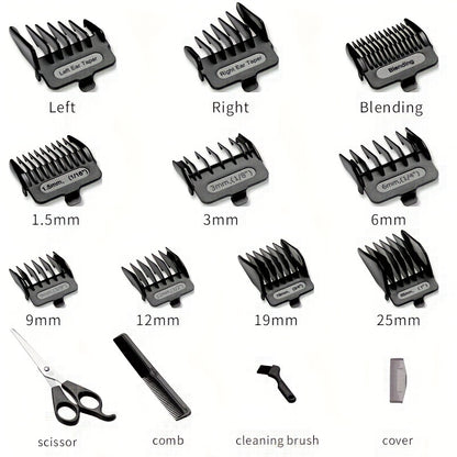 Hair Clippers for Men, Electric Hair Trimmer Clipper Home Haircut & Grooming Kit with 10 Guide Combs 1 Scissor 1 Comb