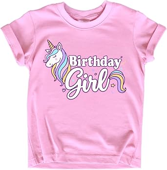 Girls Unicorn Birthday Shirt Toddler Party Tee 1-7 Years