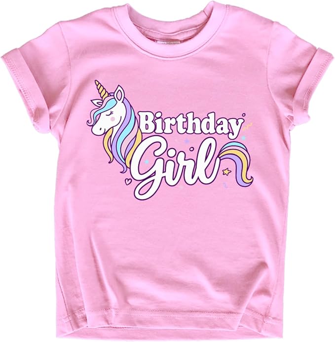 Girls Unicorn Birthday Shirt Toddler Party Tee 1-7 Years