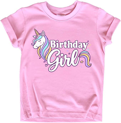 Girls Unicorn Birthday Shirt Toddler Party Tee 1-7 Years