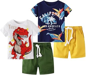Toddler Boy Summer Shirt and Shorts Set for Ages 2-7
