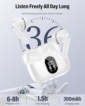 Bluetooth 5.4 Wireless Earbuds with Noise Cancelling Mic, IP7 Waterpro