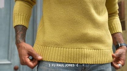 Men's Waffle Knit Crewneck Sweater Textured Pullover