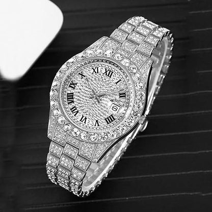 Men's Hip Hop Iced-Out Luxury Quartz Watch with Date
