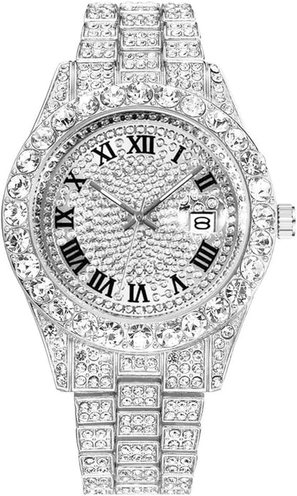 Men's Hip Hop Iced-Out Luxury Quartz Watch with Date