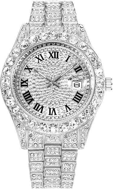 Men's Hip Hop Iced-Out Luxury Quartz Watch with Date