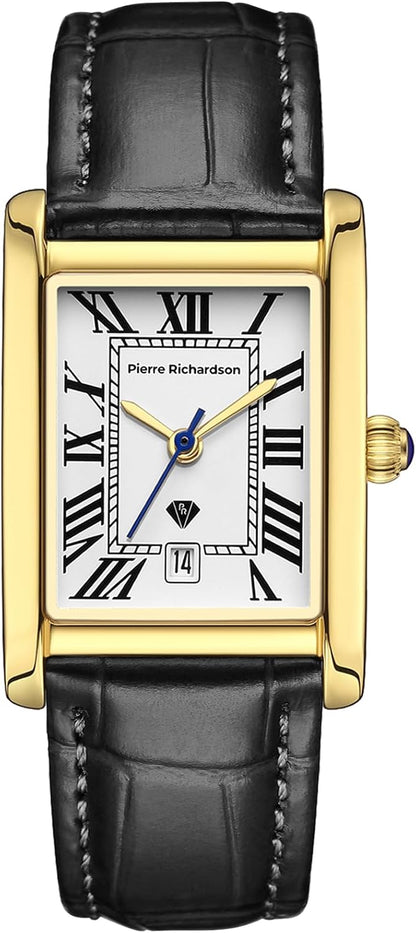 Men’s Luxury Stainless Steel Quartz Watch with Leather Strap