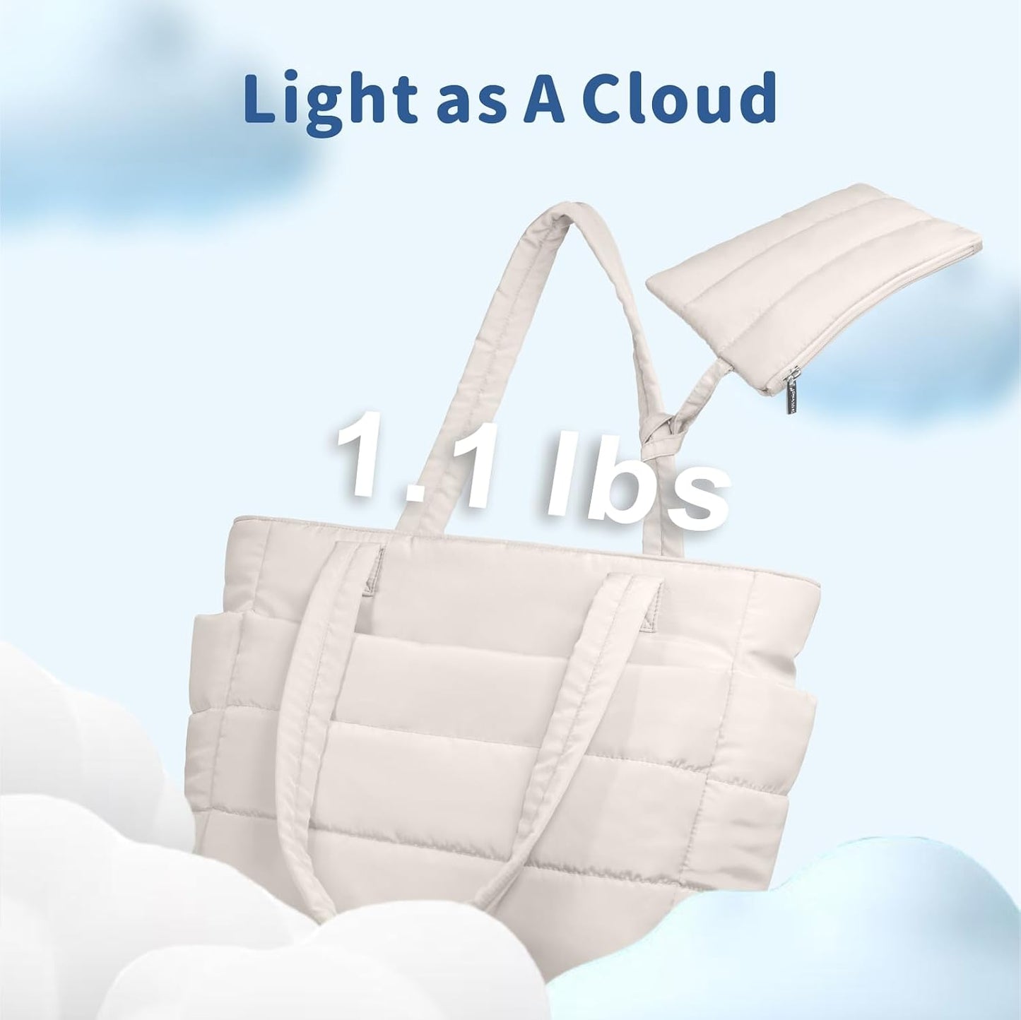 Lightweight Quilted Puffer Tote Bag for Women, Travel & Work