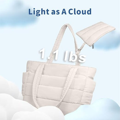 Lightweight Quilted Puffer Tote Bag for Women, Travel & Work