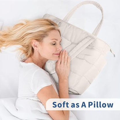 Lightweight Quilted Puffer Tote Bag for Women, Travel & Work