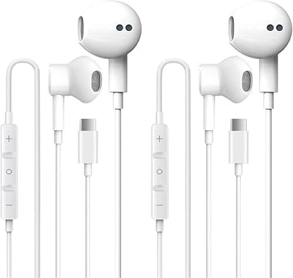 2 հատ USB-C լարային ականջակալներ խոսափողով iPhone 17-ի և USB-C սարքերի համար
