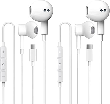 2 հատ USB-C լարային ականջակալներ խոսափողով iPhone 17-ի և USB-C սարքերի համար