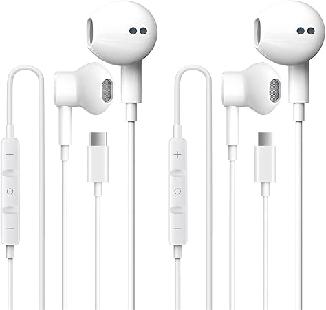 2 հատ USB-C լարային ականջակալներ խոսափողով iPhone 17-ի և USB-C սարքերի համար