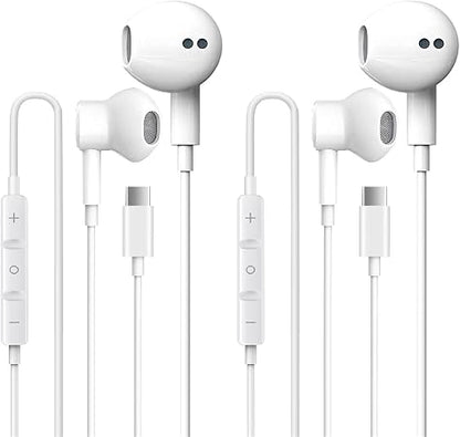 2 հատ USB-C լարային ականջակալներ խոսափողով iPhone 17-ի և USB-C սարքերի համար