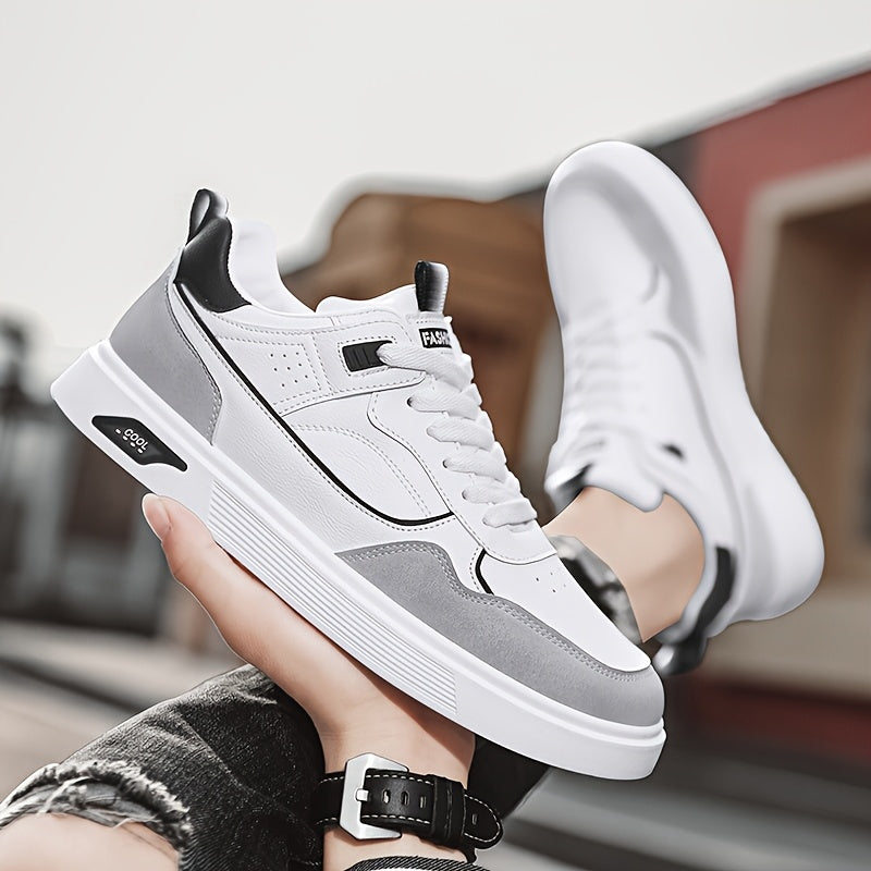 Men'S Casual Athletic Sneakers - Lightweight, Breathable, Fashion-Forward Skate Shoes with Faux Cover and PVC Sole for Outdoor Activities, Hiking, and Everyday Wear, Low-Top Design, Lace-Up Closure, Allseason Shoes | Versatil