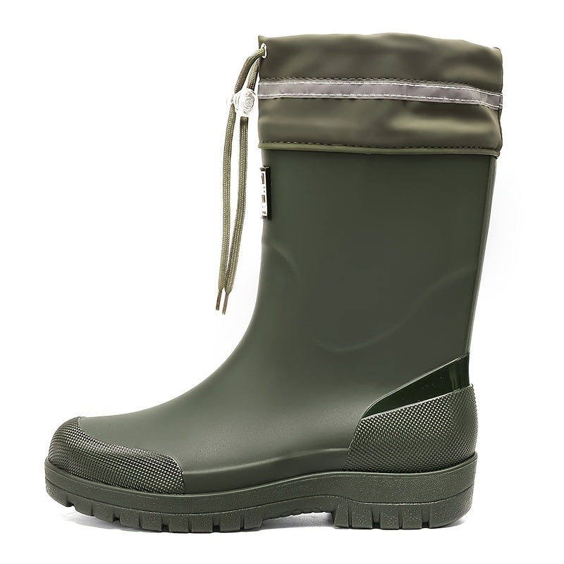 Men's Lightweight Rubber Rain Boots Casual Mid-Calf Style